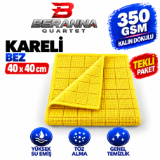 Mikrofiber Kareli Bez (Sarı) 40x40 *350 GSM* Kalın Dokulu