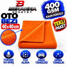 Mikrofiber Oto Kurulama Bezi 40x40 400 GSM KALIN DOKULU (TURUNCU)