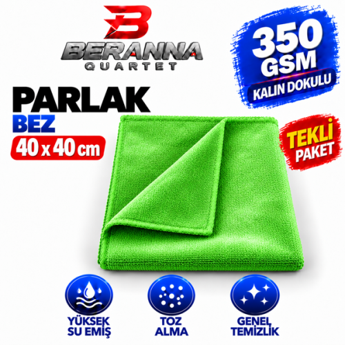 Mikrofiber Parlak Bez 40x40  *350 GSM* (YEŞİL) KALIN DOKULU