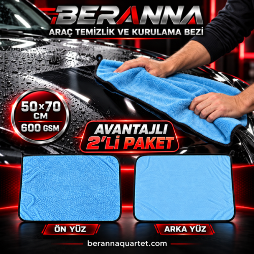 Mikrofiber Oto Kurulama Havlusu (Bez) 50x70  600 Gsm  AVANTAJLI 2 Lİ PAKET