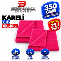 Mikrofiber Kareli Bez (Kırmızı) 40x40 *350 GSM* Kalın Dokulu AVANTAJLI 2 Lİ Paket