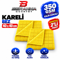 Mikrofiber Kareli Bez (Sarı) 40x40 *350 GSM* Kalın Dokulu AVANTAJLI 2 Lİ PAKET
