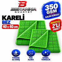 Mikrofiber Kareli Bez (YEŞİL) 40x40 *350 GSM* Kalın Dokulu 2 Lİ AVANTAJLI PAKET