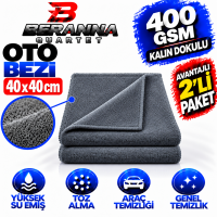 Mikrofiber Oto Kurulama Bezi 40x40 400 GSM KALIN DOKULU (GRİ)   AVANTAJLI PAKET 2 lİ Paket