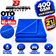Mikrofiber Oto Kurulama Bezi 40x40  *400 GSM KALIN DOKULU (MAVİ) AVANTAJLI 2 Lİ PAKET