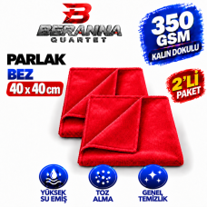 Mikrofiber Parlak Bez 40x40 *350 GSM* (KIRMIZI) KALIN DOKULU avantajlı 2 li paket