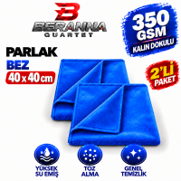 Mikrofiber Parlak Bez  40x40  *350 GSM* (MAVİ) KALIN DOKULU AVANTAJLI 2 Lİ PAKET