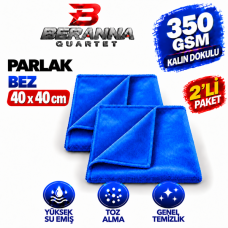 Mikrofiber Parlak Bez  40x40  *350 GSM* (MAVİ) KALIN DOKULU AVANTAJLI 2 Lİ PAKET