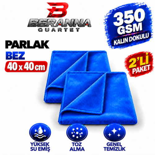 Mikrofiber Parlak Bez  40x40  *350 GSM* (MAVİ) KALIN DOKULU AVANTAJLI 2 Lİ PAKET