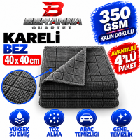 Microfiber Kareli Bez (GRİ) 40x40  *350 GSM* Kalın Dokulu avantajlı 3 lü Paket