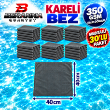 Mikrofiber Kareli Bez Gri 40×40 cm 350 GSM Kalın Dokulu Avantajlı 30’lu Paket – Beranna Quartet