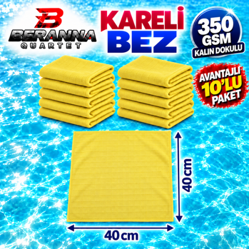 Mikrofiber Kareli Bez Sarı 40×40 cm 350 GSM Kalın Dokulu Avantajlı 10’lu Paket – Beranna Quartet Mikrofiber Kareli Bez Sarı 40×40 cm 350 GSM Kalın Dokulu Avantajlı 10’lu Paket – Beranna Quartet