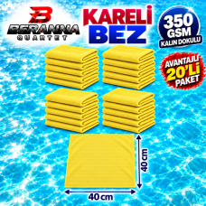 Mikrofiber Kareli Bez Sarı 40×40 cm 350 GSM Kalın Dokulu Avantajlı 20’li Paket – Beranna Quartet