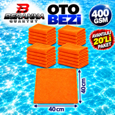 Mikrofiber Oto Kurulama Bezi Turuncu 40×40 cm 400 GSM Kalın Dokulu Avantajlı 20’li Paket – Beranna Quartet