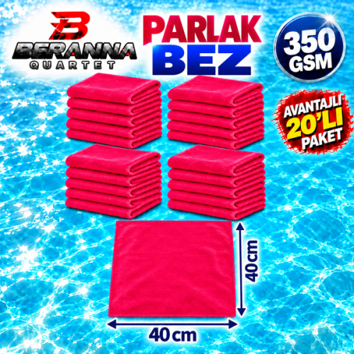 Mikrofiber Parlak Bez Kırmızı 40×40 cm 350 GSM Kalın Dokulu Avantajlı 20’li Paket – Beranna Quartet Mikrofiber Parlak Bez Kırmızı 40×40 cm 350 GSM Kalın Dokulu Avantajlı 20’li Paket – Beranna Quartet