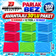 Mikrofiber Parlak Bez Karma Renk 40×40 cm 350 GSM Kalın Dokulu Avantajlı 30’lu Paket – Beranna Quartet