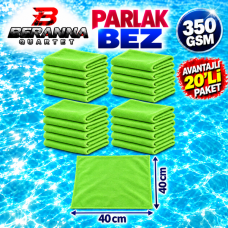 Mikrofiber Parlak Bez Yeşil 40×40 cm 350 GSM Kalın Dokulu Avantajlı 20’li Paket – Beranna Quartet
