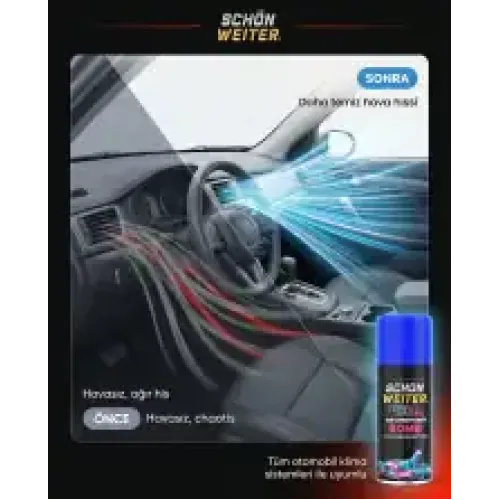 Schön Weiter Premium Araç Oto Klima Dezenfektanı ve Klima Bombası Mavi Aeorosol Sprey 150ml