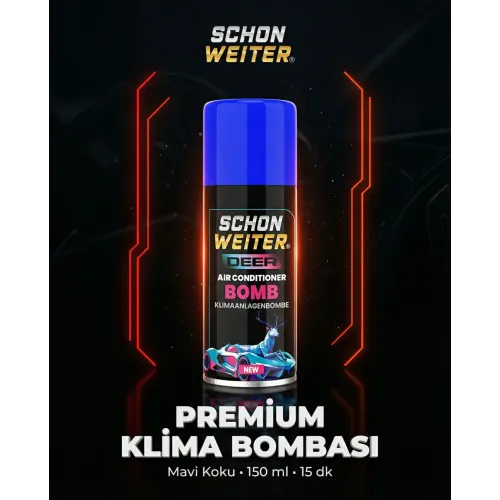 Schön Weiter Premium Araç Oto Klima Dezenfektanı ve Klima Bombası Mavi Aeorosol Sprey 150ml