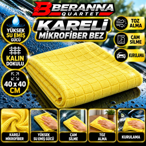 Mikrofiber Kareli Bez (Sarı) 40x40 *350 GSM* Kalın Dokulu