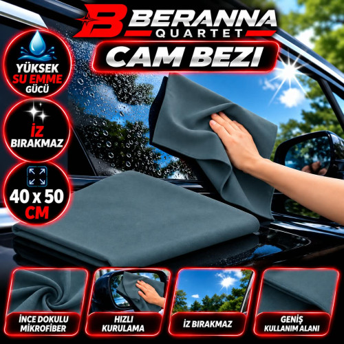 Mikrofiber Cam Bezi 40X50 (GRİ) YÜKSEK SU EMME KAPASİİTELİ