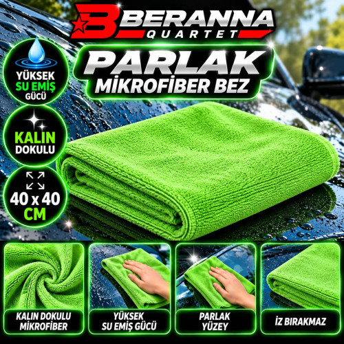 Mikrofiber Parlak Bez 40x40  *350 GSM* (YEŞİL) KALIN DOKULU
