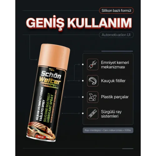 Schön Weiter Silikon ve Emniyet Kemeri Yağlayıcı Sprey 200 ml - Armadillo